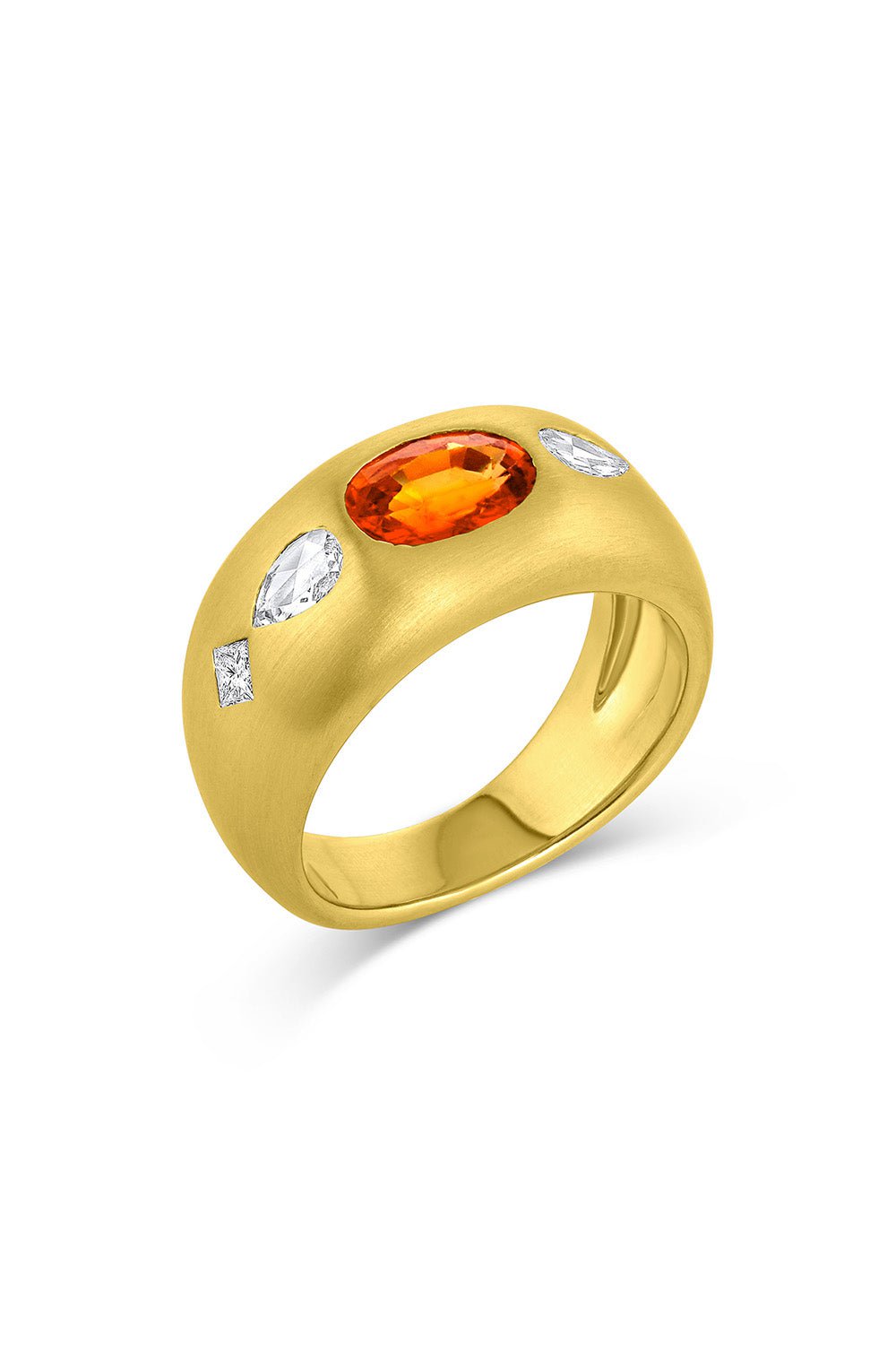 LEIGH MAXWELL-Orange Sapphire Diamond Tilly Ring-YELLOW GOLD