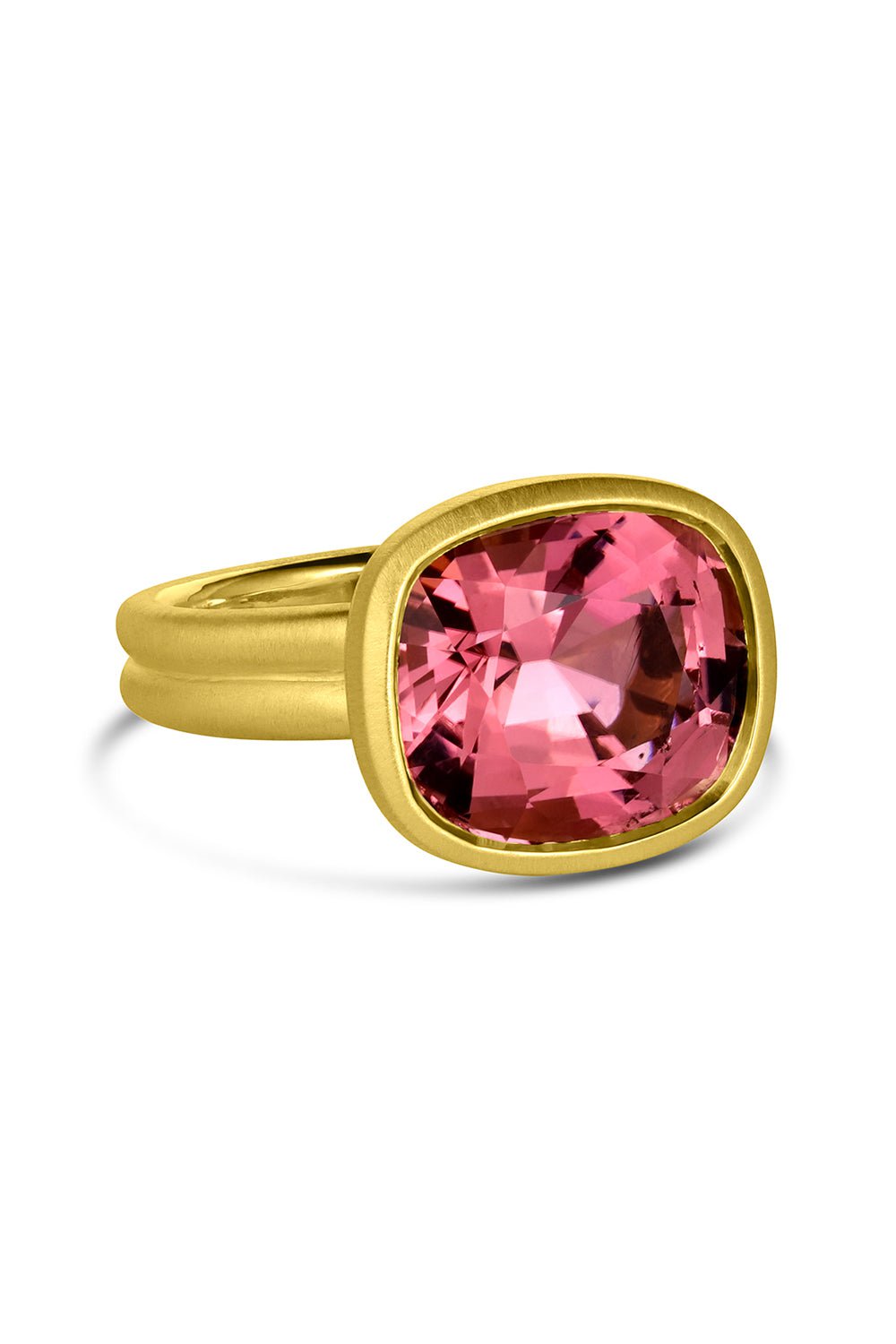 LEIGH MAXWELL-Pink Tourmaline Scallop Diamond Ring-YELLOW GOLD