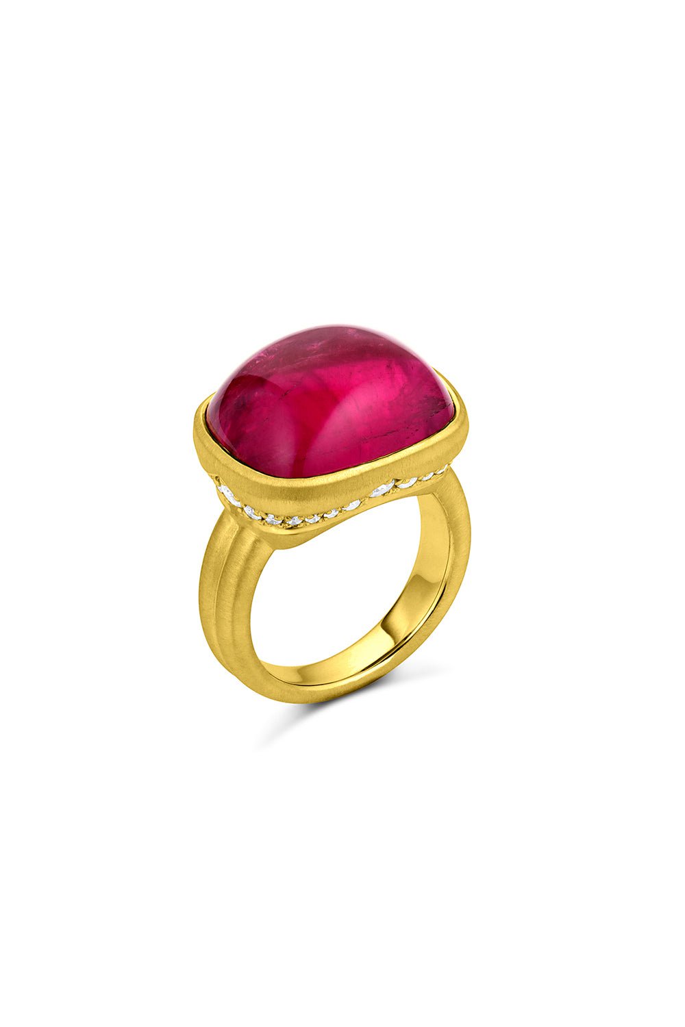 LEIGH MAXWELL-Pink Tourmaline Scallop Ring-YELLOW GOLD