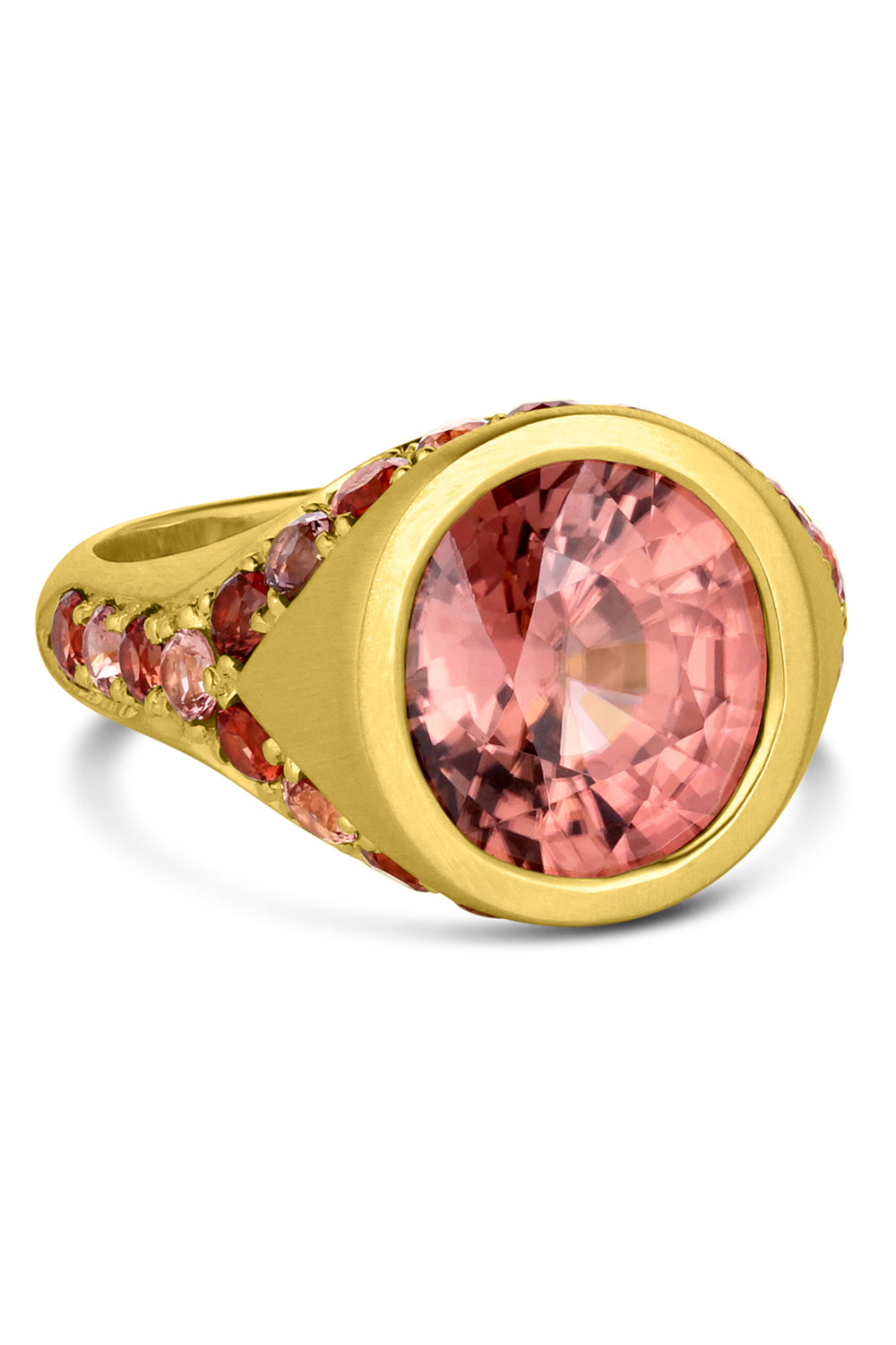 Rose Zircon Bezel Ring-YELLOW GOLD-7.5-JEWELRYFINE JEWELRING-LEIGH MAXWELL