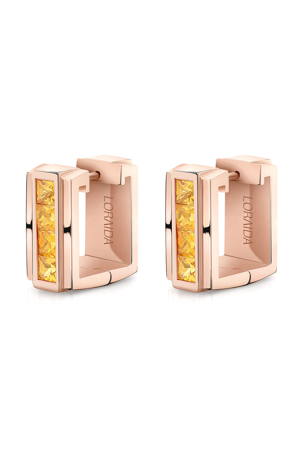 VORTEX YELLOW SAPPHIRE SQUARE EARRINGS-ROSE GOLD-JEWELRY FINE JEWELEARRING-LORAIDA