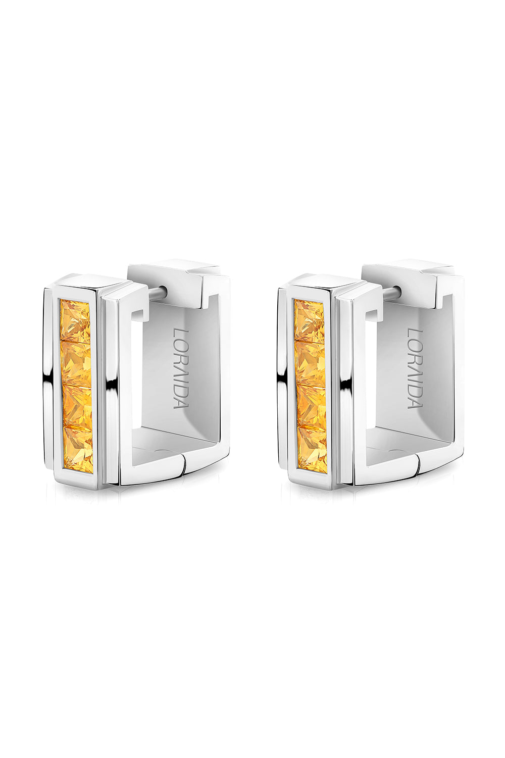 VORTEX YELLOW SAPPHIRE SQUARE EARRINGS-WHITE GOLD-JEWELRY FINE JEWELEARRING-LORAIDA