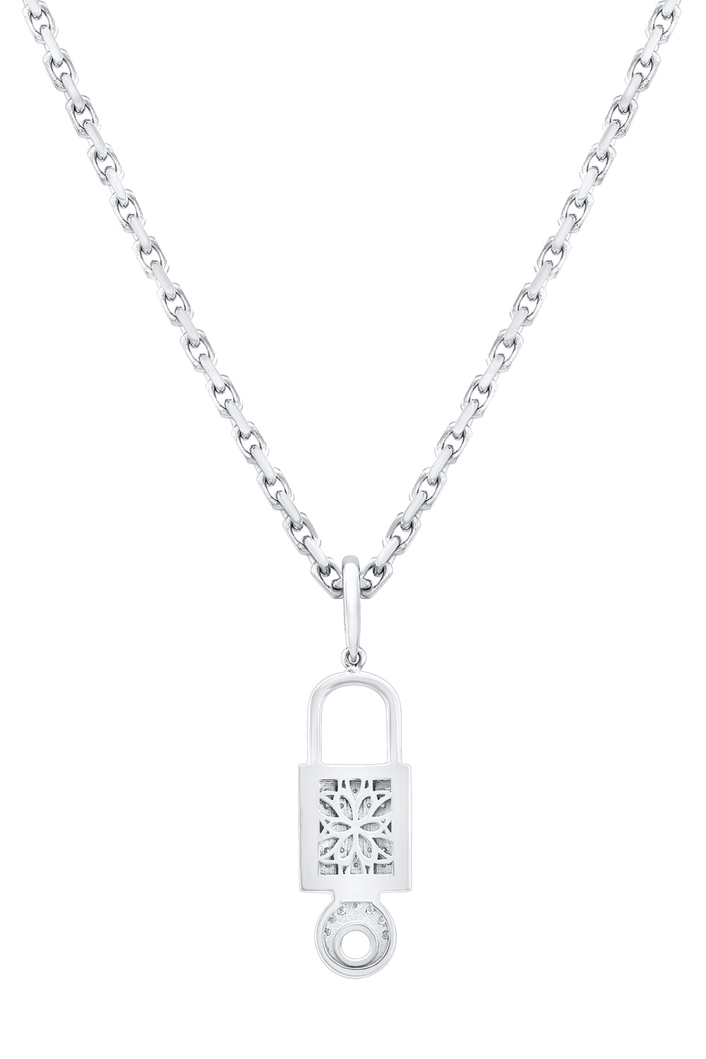 LARGE LOCK DIAMOND PENDANT-ROSE GOLD-JEWELRYFINE NECKLACE-LORAIDA