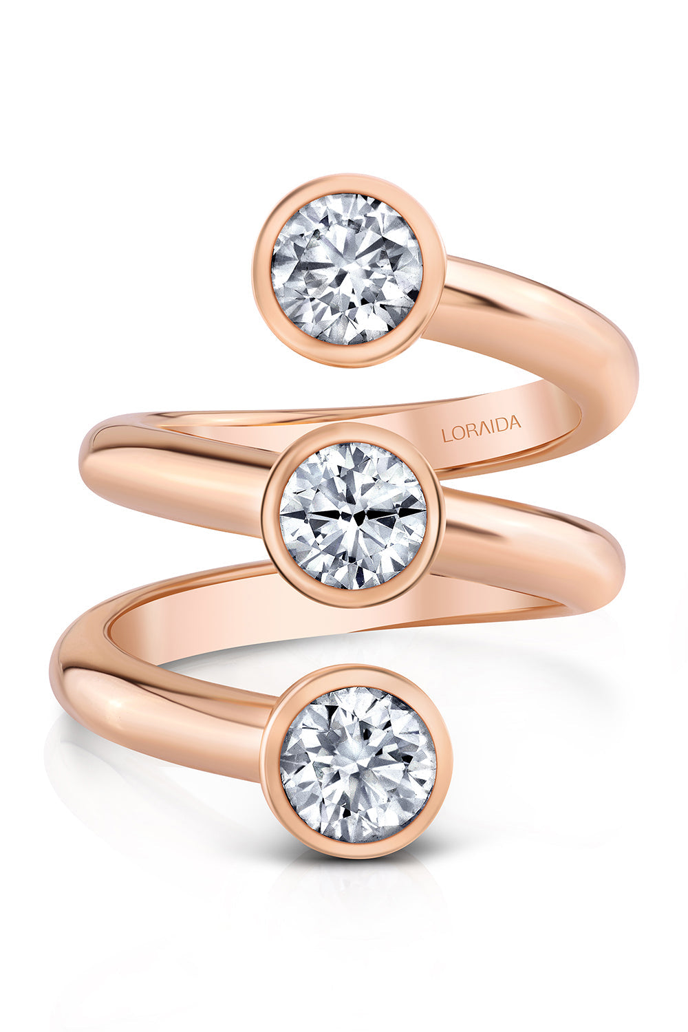 VORTEX ROUND TRIPLE STONE RING-ROSE GOLD-5-JEWELRYFINE RING-LORAIDA