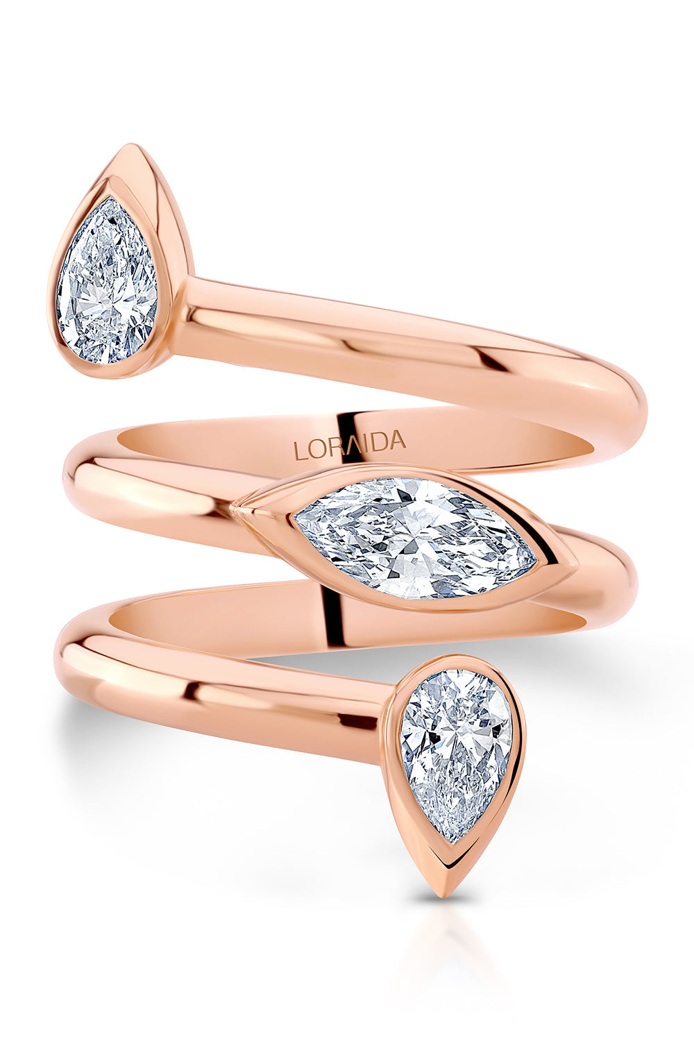 VORTEX TRIPLE STONE RING-ROSE GOLD-5-JEWELRYFINE RING-LORAIDA