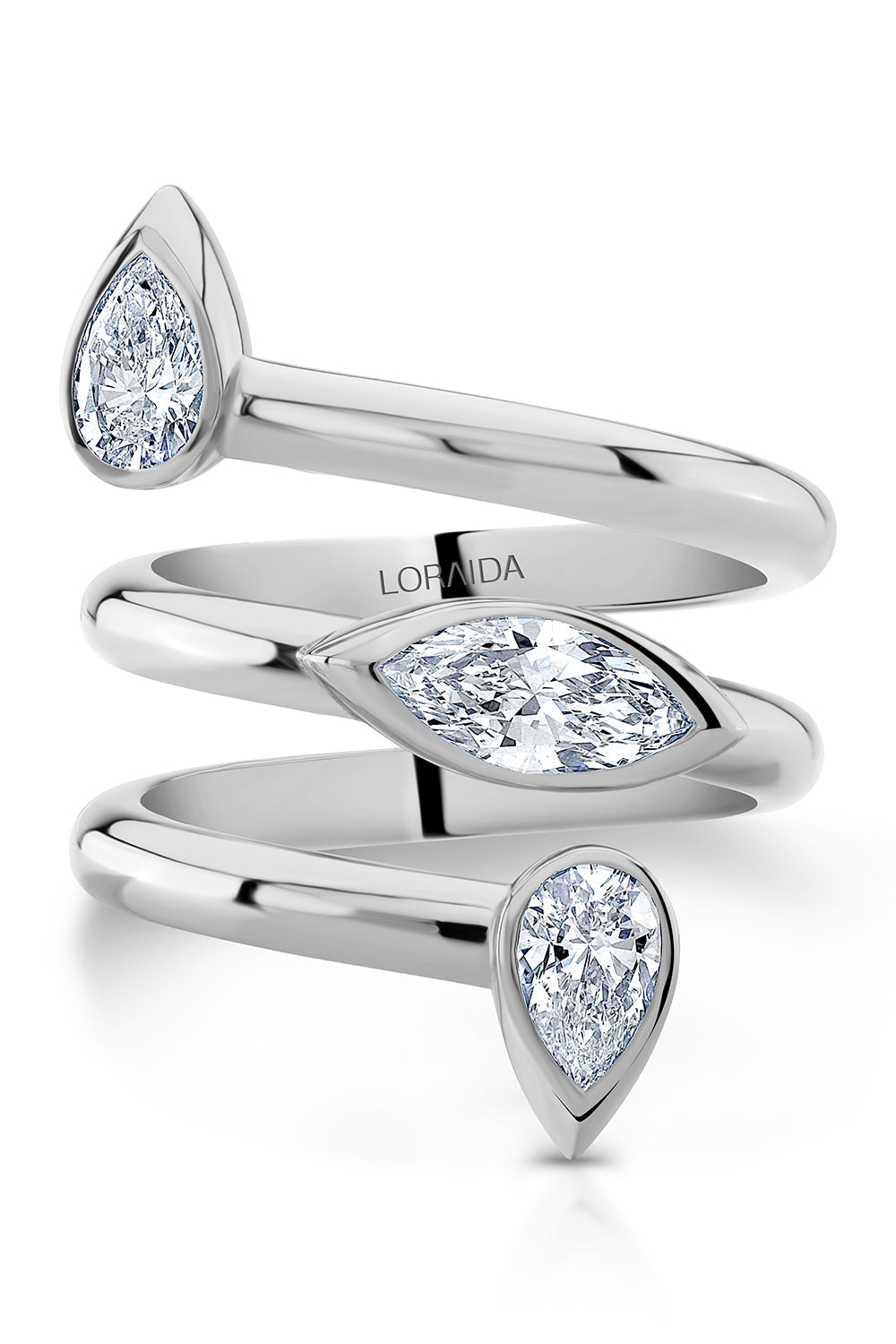 VORTEX TRIPLE STONE RING-WHITE GOLD-5-JEWELRYFINE RING-LORAIDA