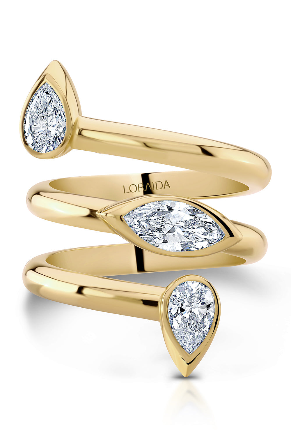 VORTEX TRIPLE STONE RING-YELLOW GOLD-5-JEWELRYFINE RING-LORAIDA