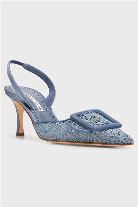 MANOLO BLAHNIK-Maysli Slingback Pump - Blue-