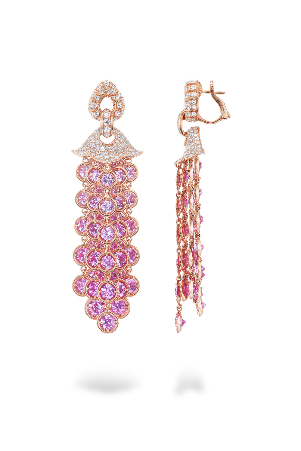 Pink Sapphire Pampilles Earrings-ROSE GOLD-JEWELRYFINE JEWELEARRING-MARINA B