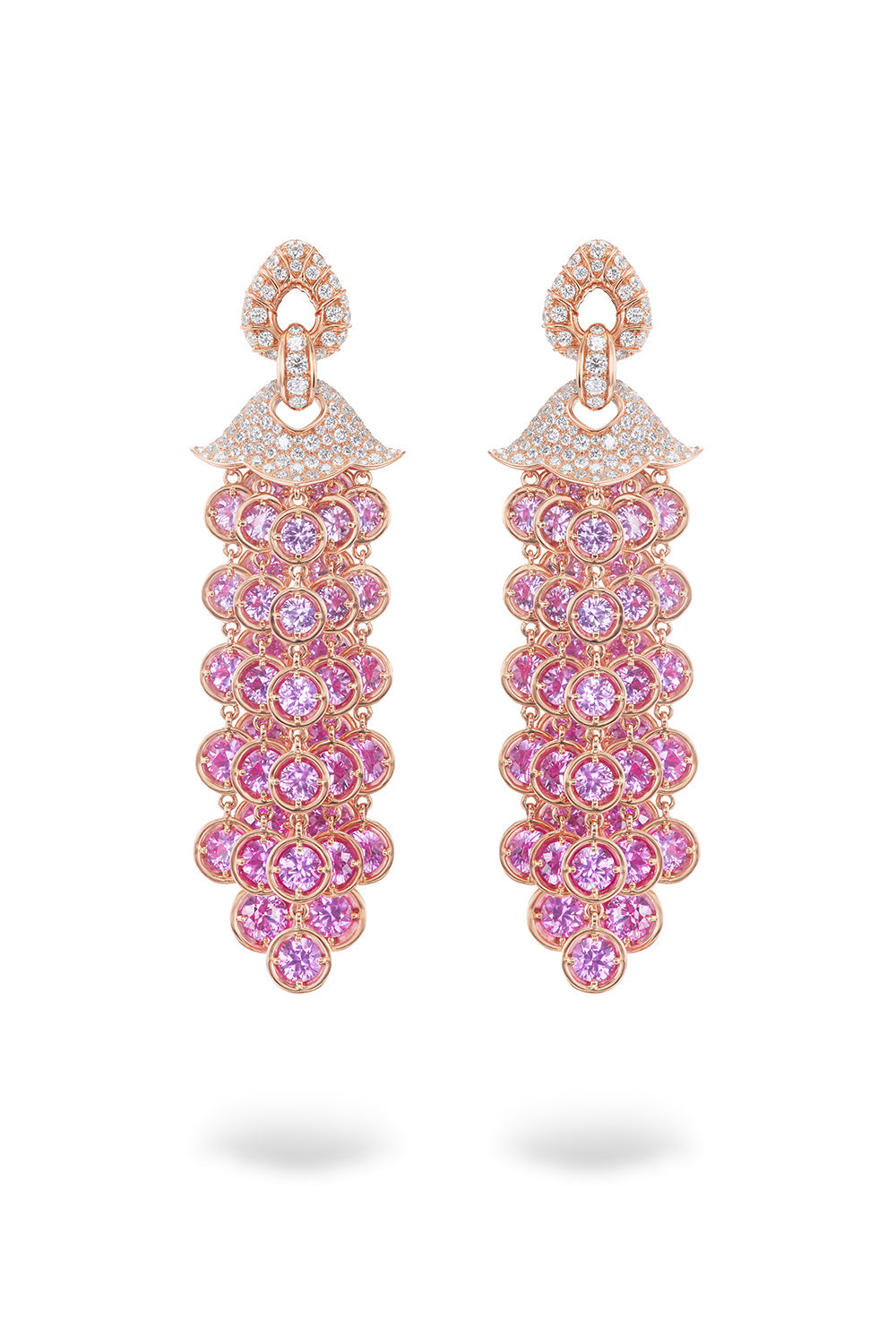 Pink Sapphire Pampilles Earrings-ROSE GOLD-JEWELRYFINE JEWELEARRING-MARINA B