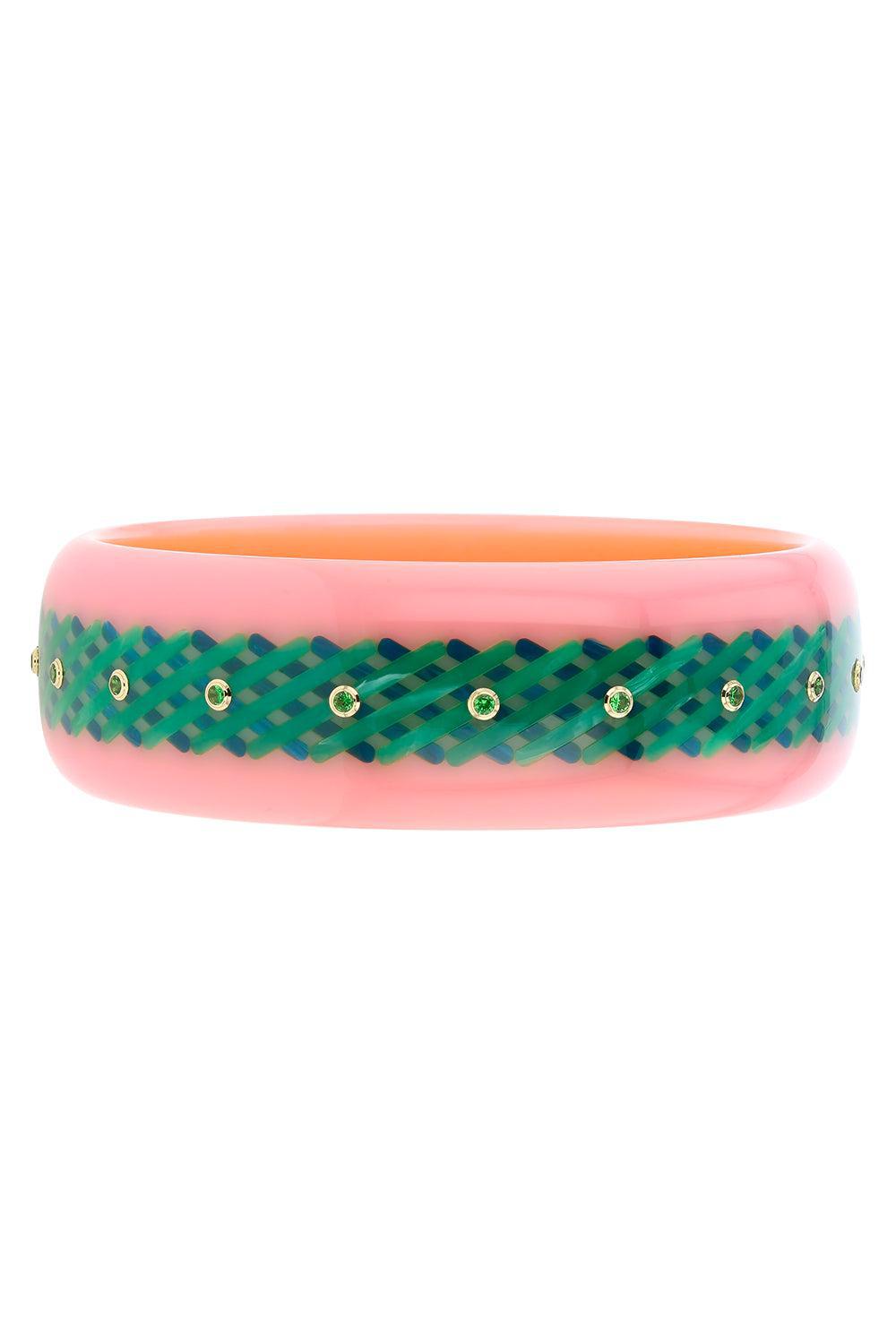 Tsavorite Garnet Pink Green Bakelite Bangle