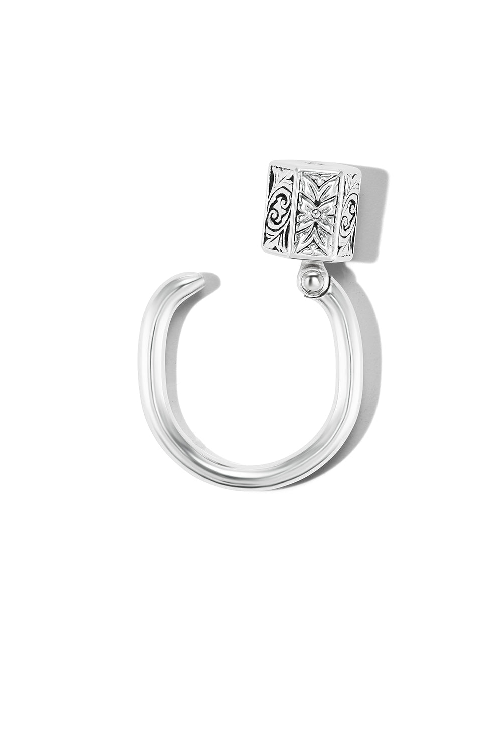 Embossed Chubby Trundle Lock Ring-SILVER-7-JEWELRYFINE JEWELRING-MARLA AARON