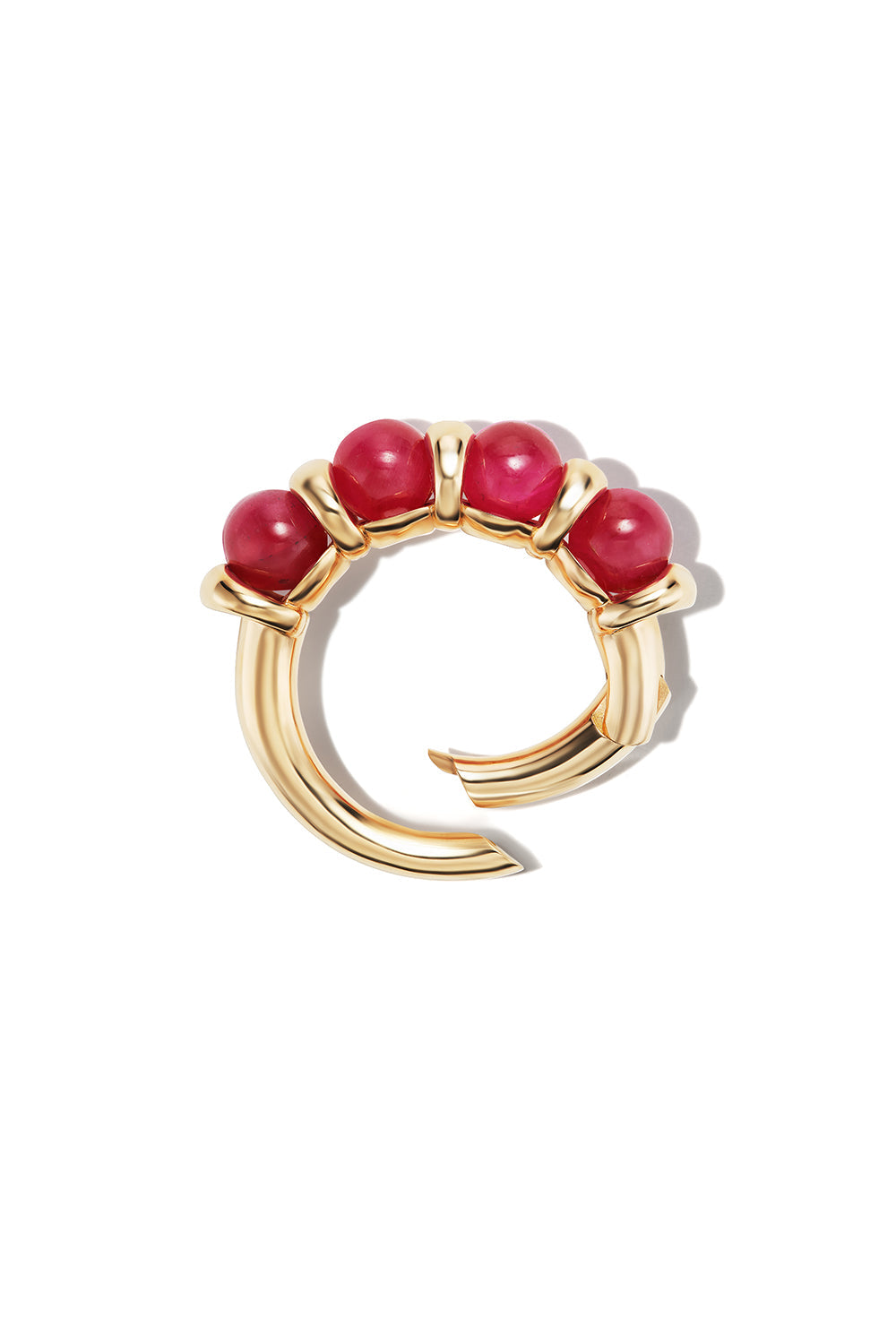 Ruby Chubby Rolling Spheres Lock Ring-YELLOW GOLD-7-JEWELRYFINE JEWELRING-MARLA AARON