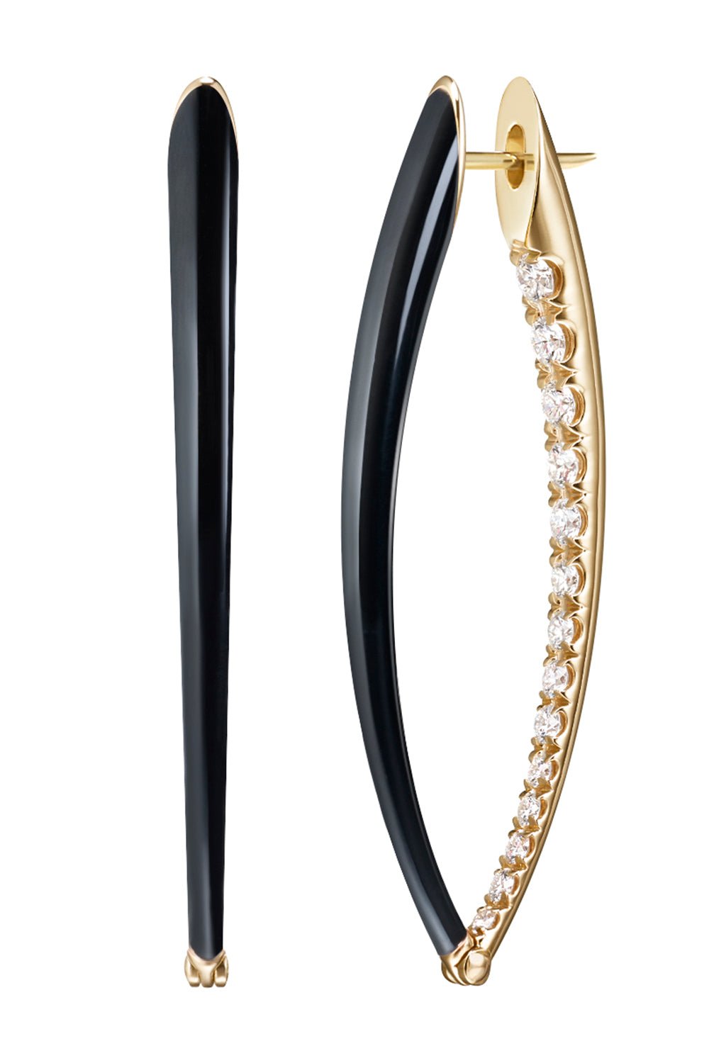 MELISSA KAYE-Large Black Cristina Earrings-YELLOW GOLD