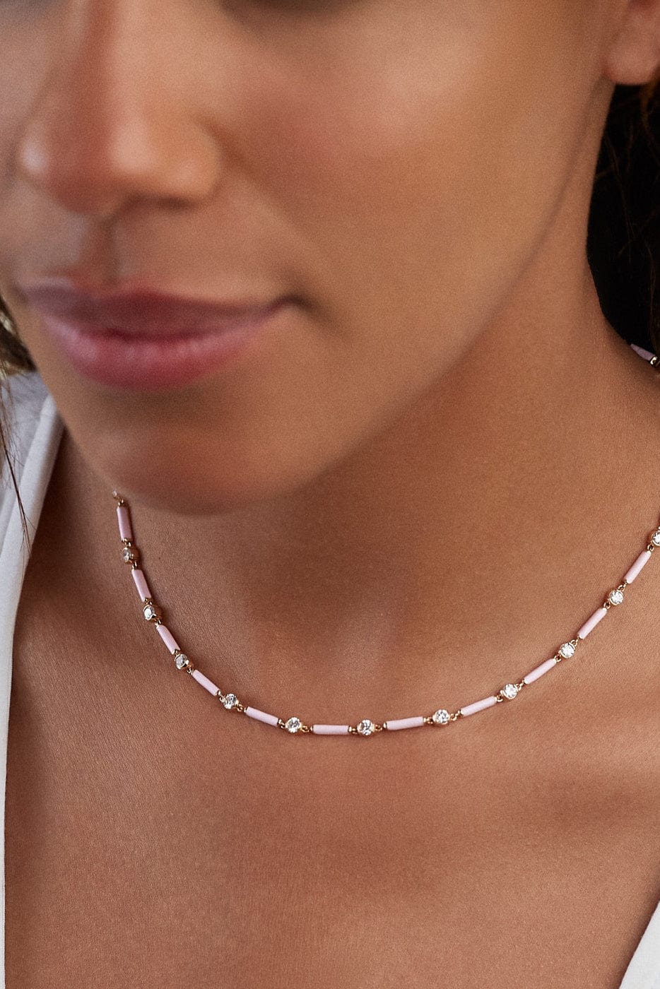 MELISSA KAYE-Marissa Pink Zea Linked Necklace-