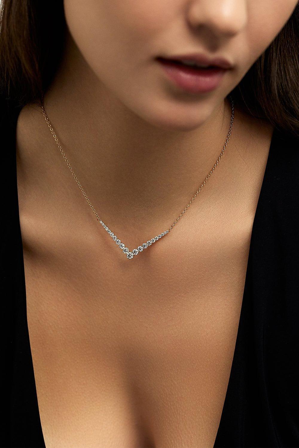 MELISSA KAYE-Aria V Necklace - White Gold-WHITE GOLD