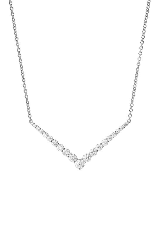 MELISSA KAYE-Aria V Necklace - White Gold-WHITE GOLD