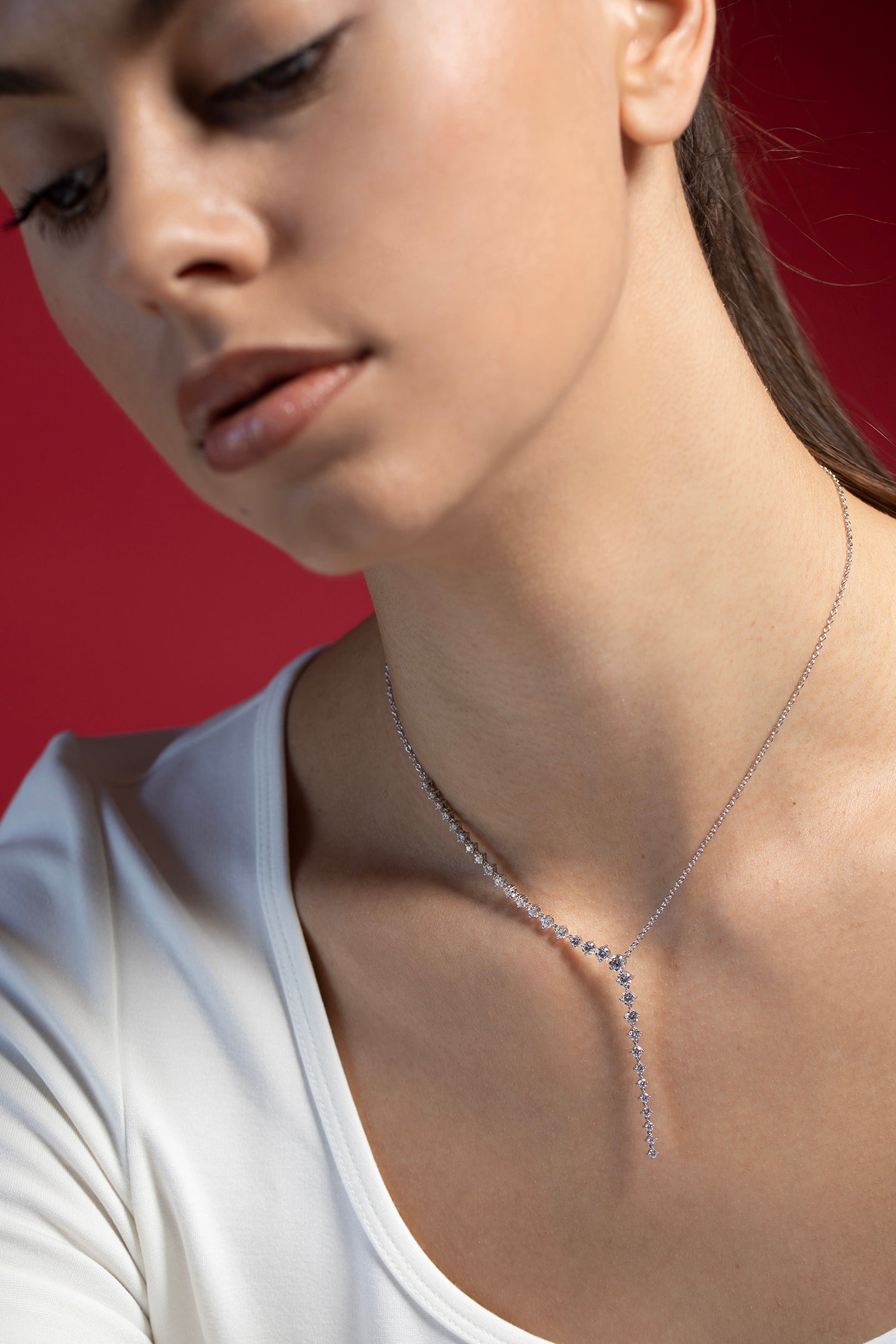 MELISSA KAYE-Aria Necklace-WHITE GOLD