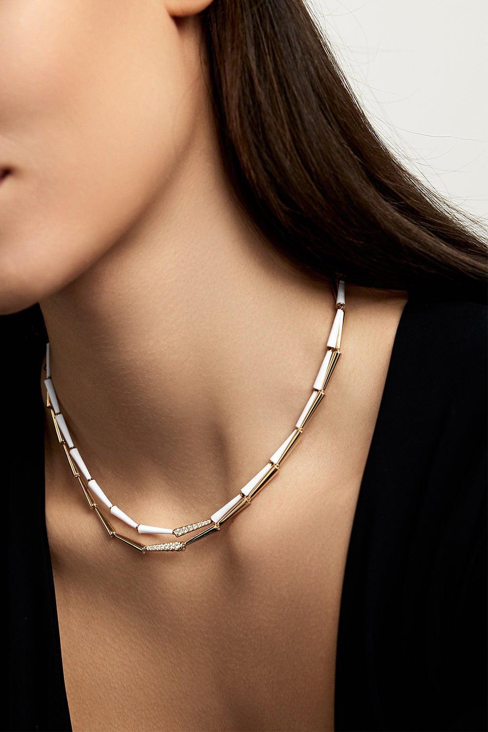 MELISSA KAYE-Lola Linked Diamond Necklace - White Gold-WHITE GOLD