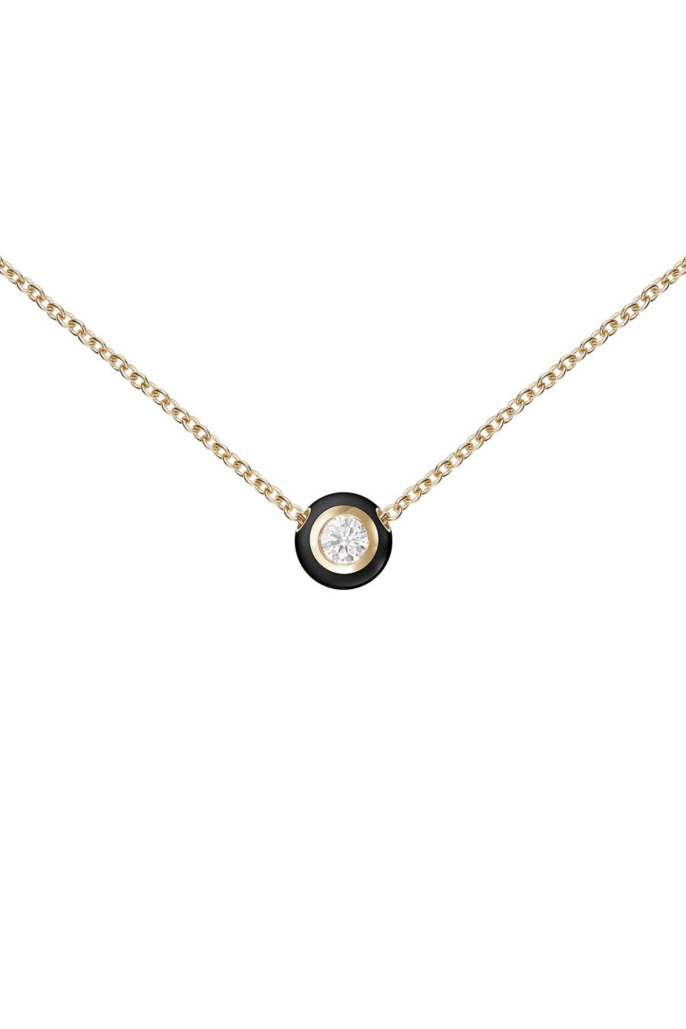 MELISSA KAYE-Small Black Audrey Pendant Necklace-YELLOW GOLD