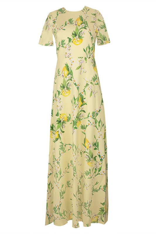 Short Sleeve Gown-LEMON DROP MULTI-2-CLOTHINGDRESSGOWN-MONIQUE LHUILLIER