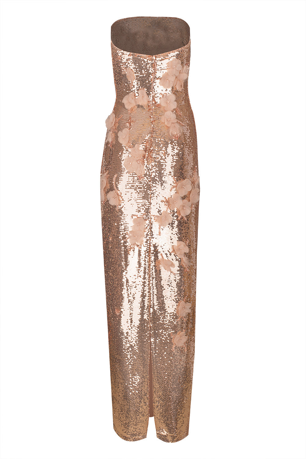 Floral Column Gown-RSE GOLD-4-CLOTHINGDRESSGOWN-MONIQUE LHUILLIER