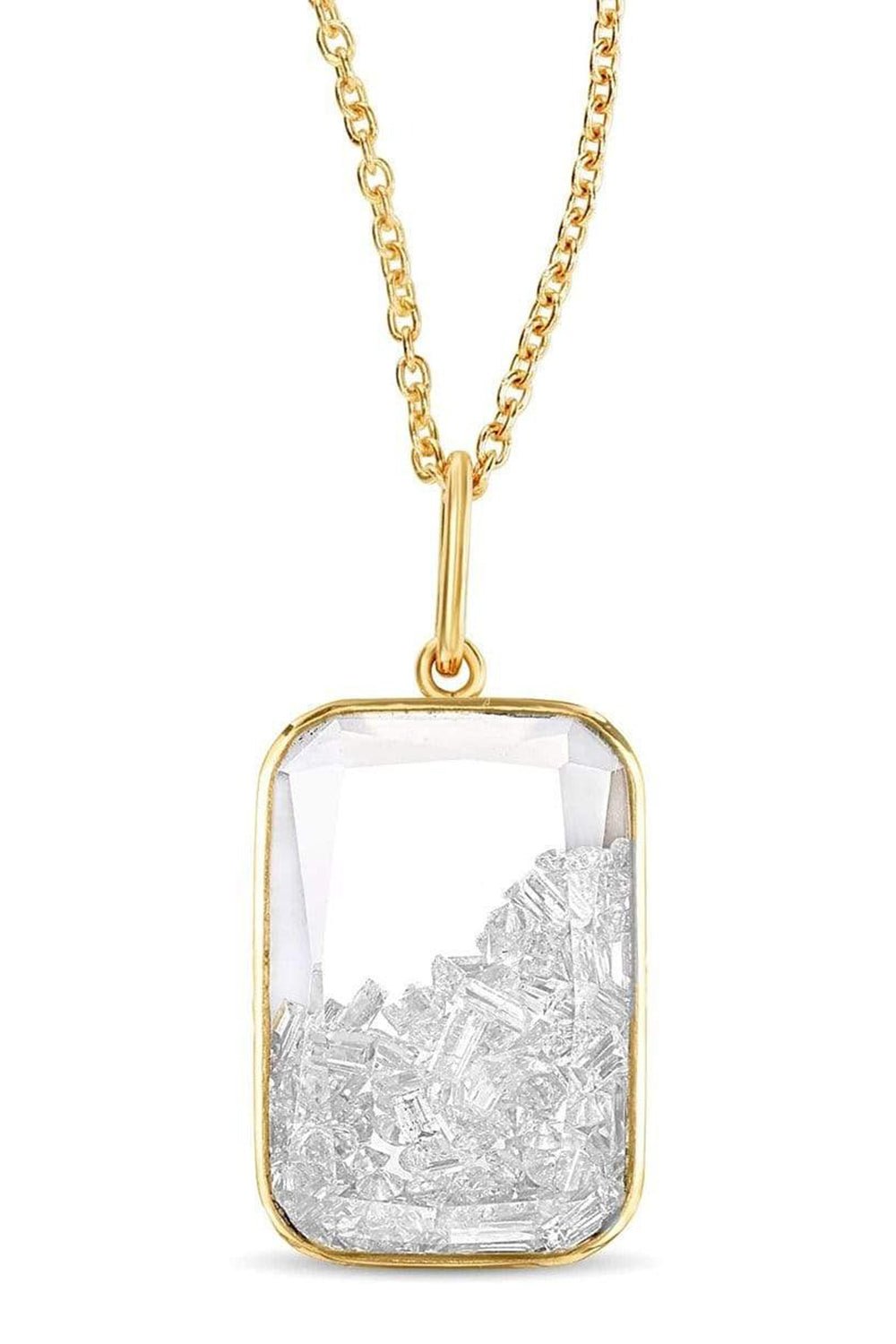 MORITZ GLIK-Ten Fourteen White Sapphire Shaker Necklace-YELLOW GOLD