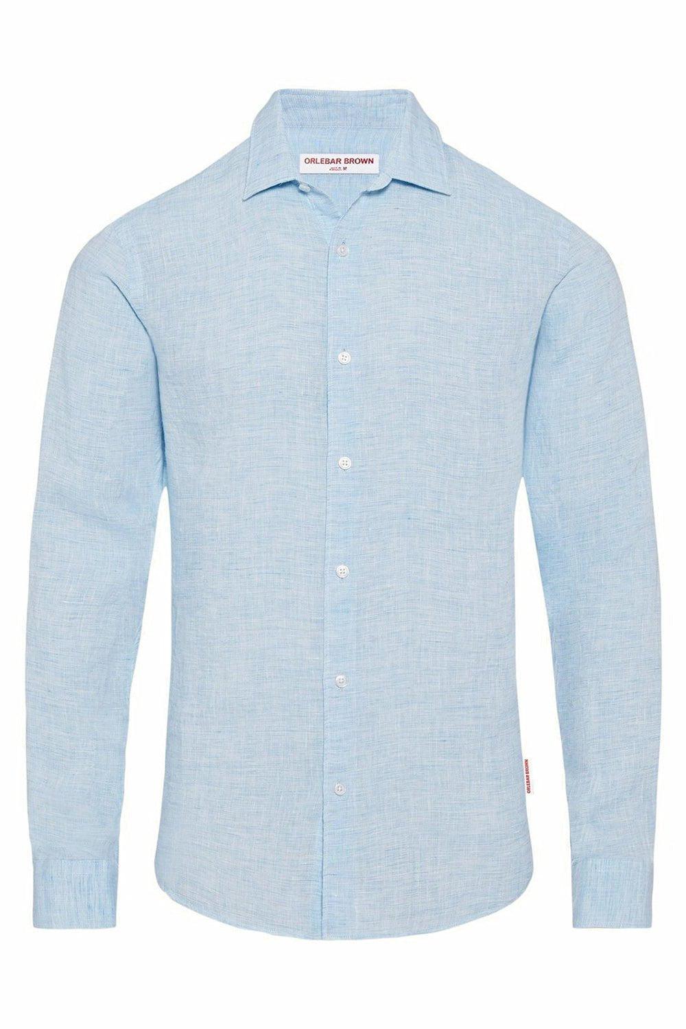 ORLEBAR BROWN-Giles Linen Shirt - Pale Blue-