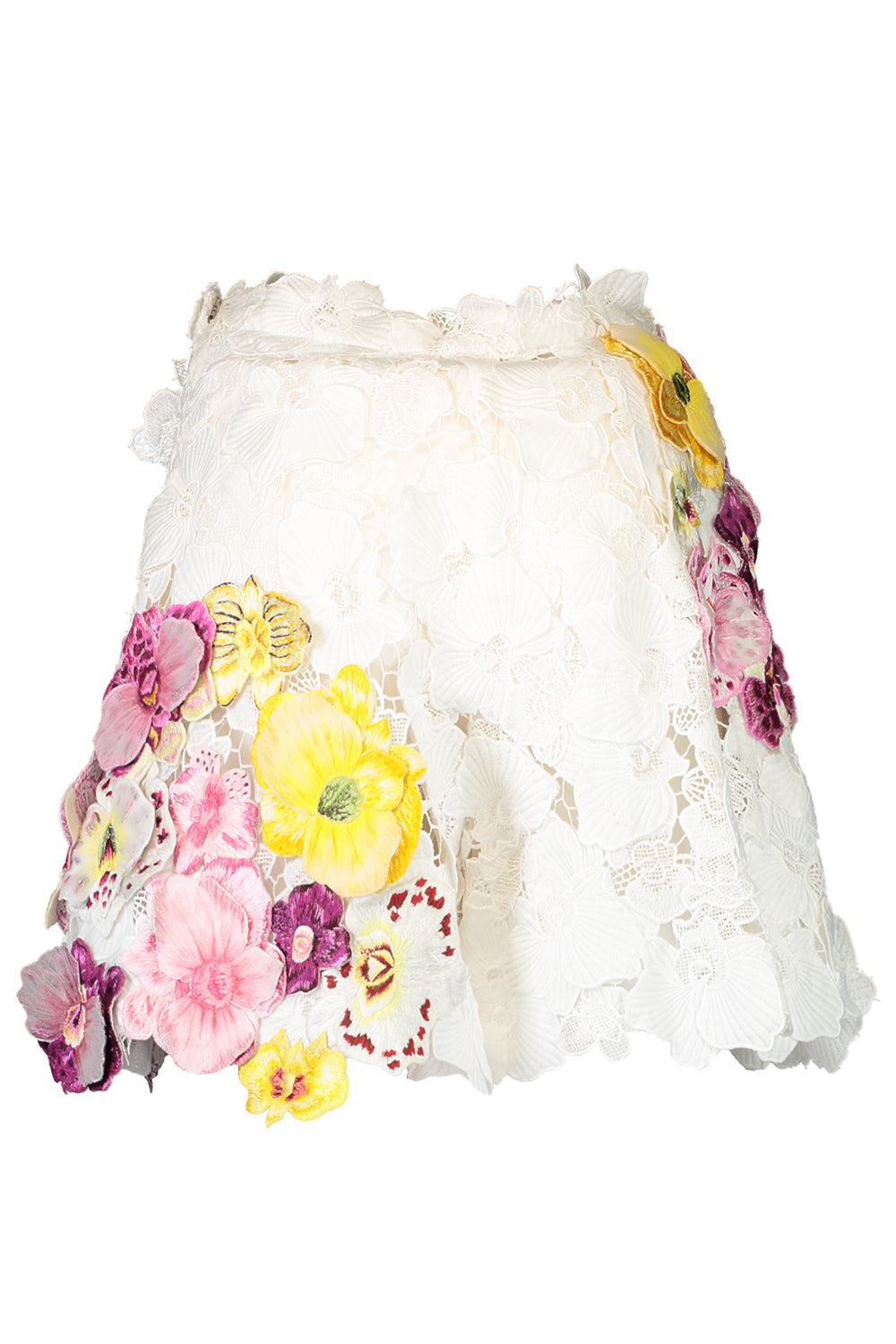 OSCAR DE LA RENTA-Climbing Orchid Embroidered Shorts-WHITE