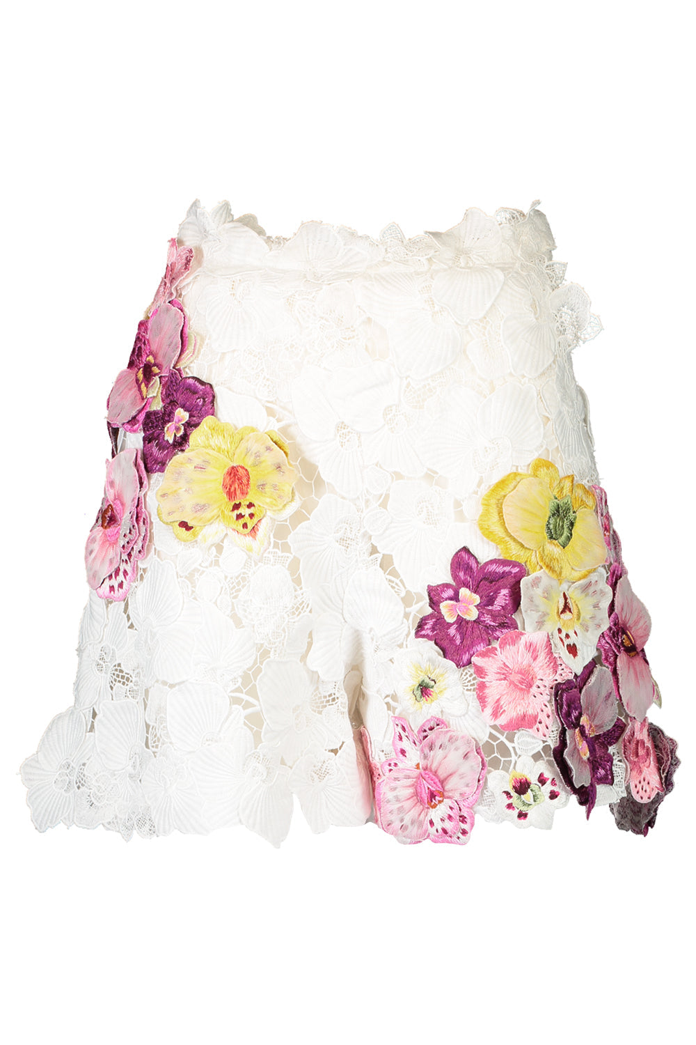 OSCAR DE LA RENTA-Climbing Orchid Embroidered Shorts-WHITE