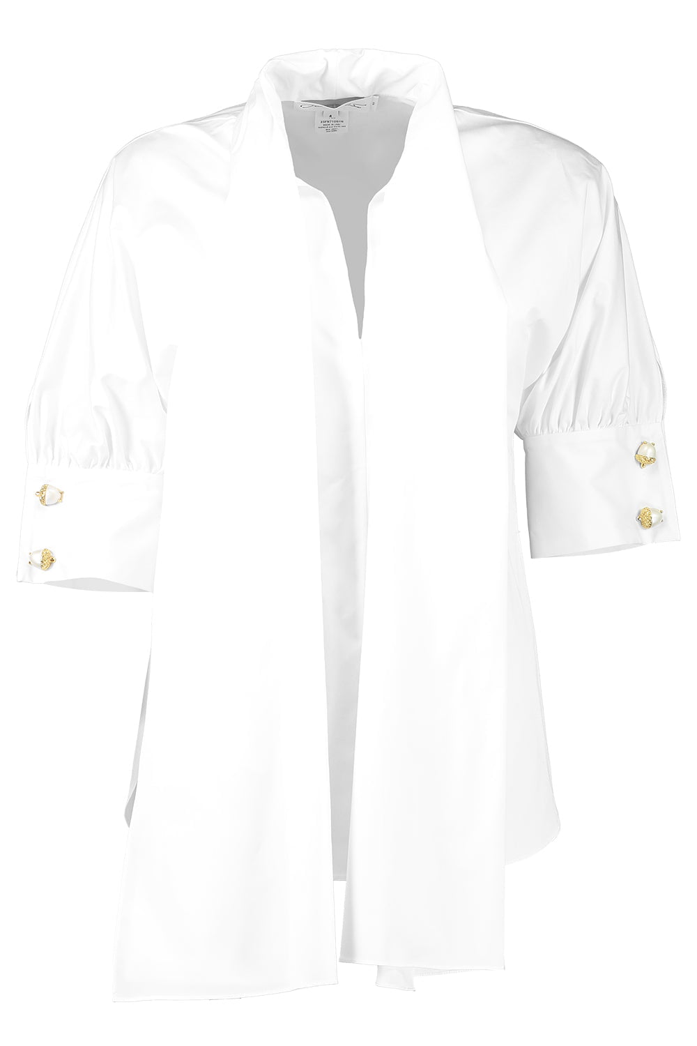 OSCAR DE LA RENTA-Elbow Sleeve Tie Neck Blouse-