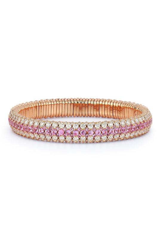 Pink Sapphire Giotto Stretch Bracelet-ROSE GOLD-JEWELRYFINE JEWELBRACELET O-ROBERTO DEMEGLIO