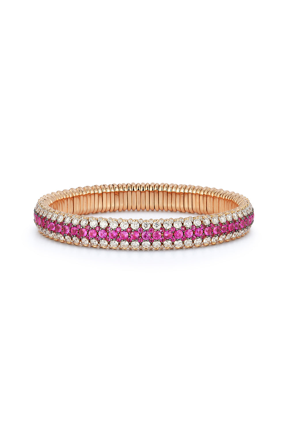 Ruby Diamond Giotto Stretch Bracelet-ROSE GOLD-JEWELRYFINE JEWELBRACELET O-ROBERTO DEMEGLIO