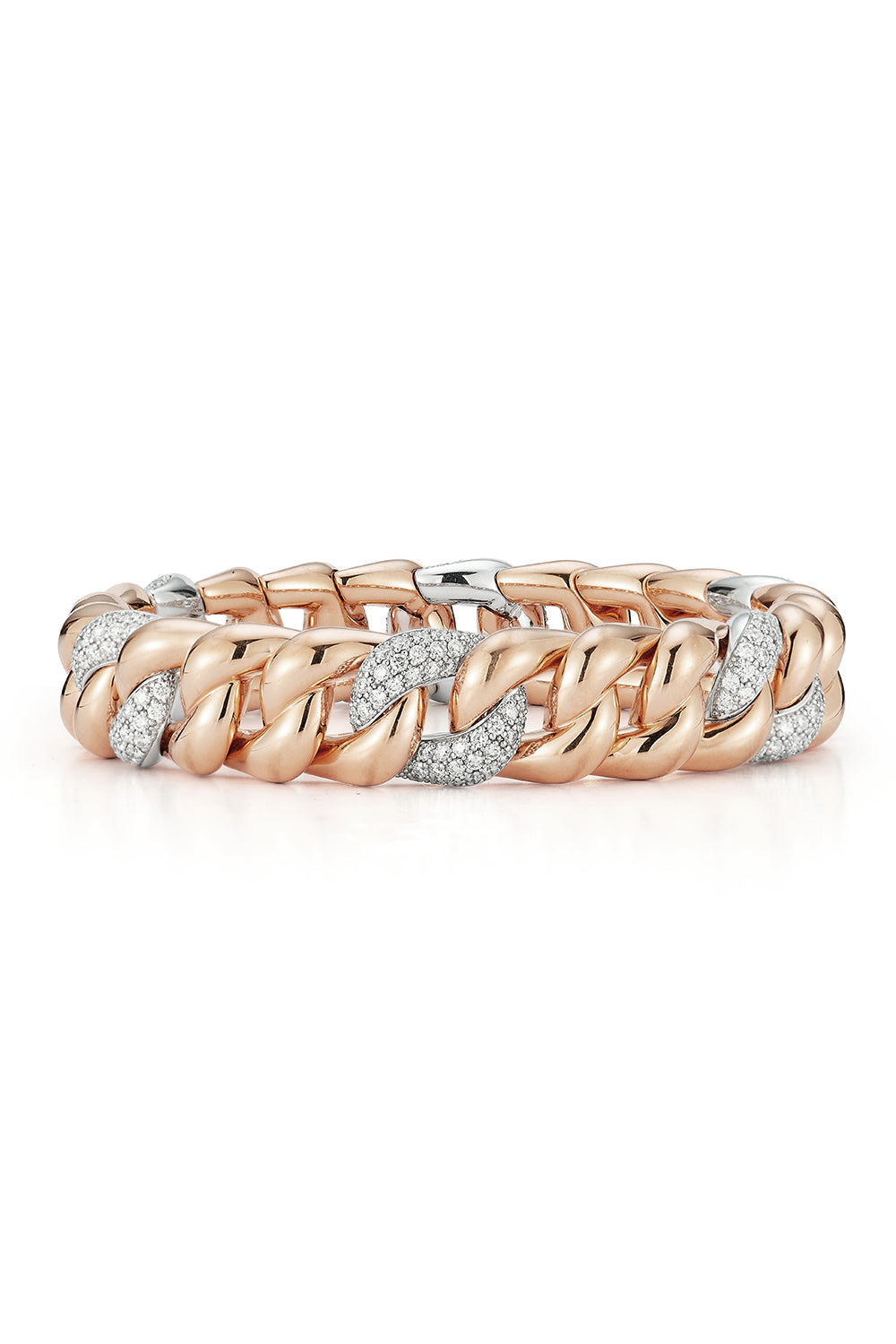 Six Link Diamond Groumette Stretch Bracelet-ROSE GOLD-JEWELRYFINE JEWELBRACELET O-ROBERTO DEMEGLIO