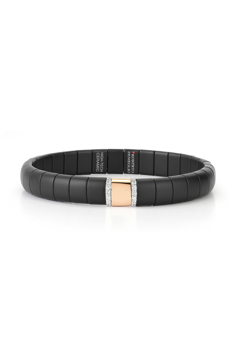 Two Bar Black Ceramic Diamond Pura Bracelet-ROSE GOLD-JEWELRYFINE JEWELBRACELET O-ROBERTO DEMEGLIO