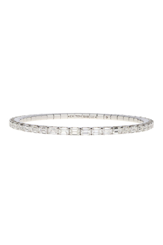 Diamond Tennis Extensible Stretch Bracelet-WHITE GOLD-JEWELRYFINE JEWELBRACELET O-ROBERTO DEMEGLIO