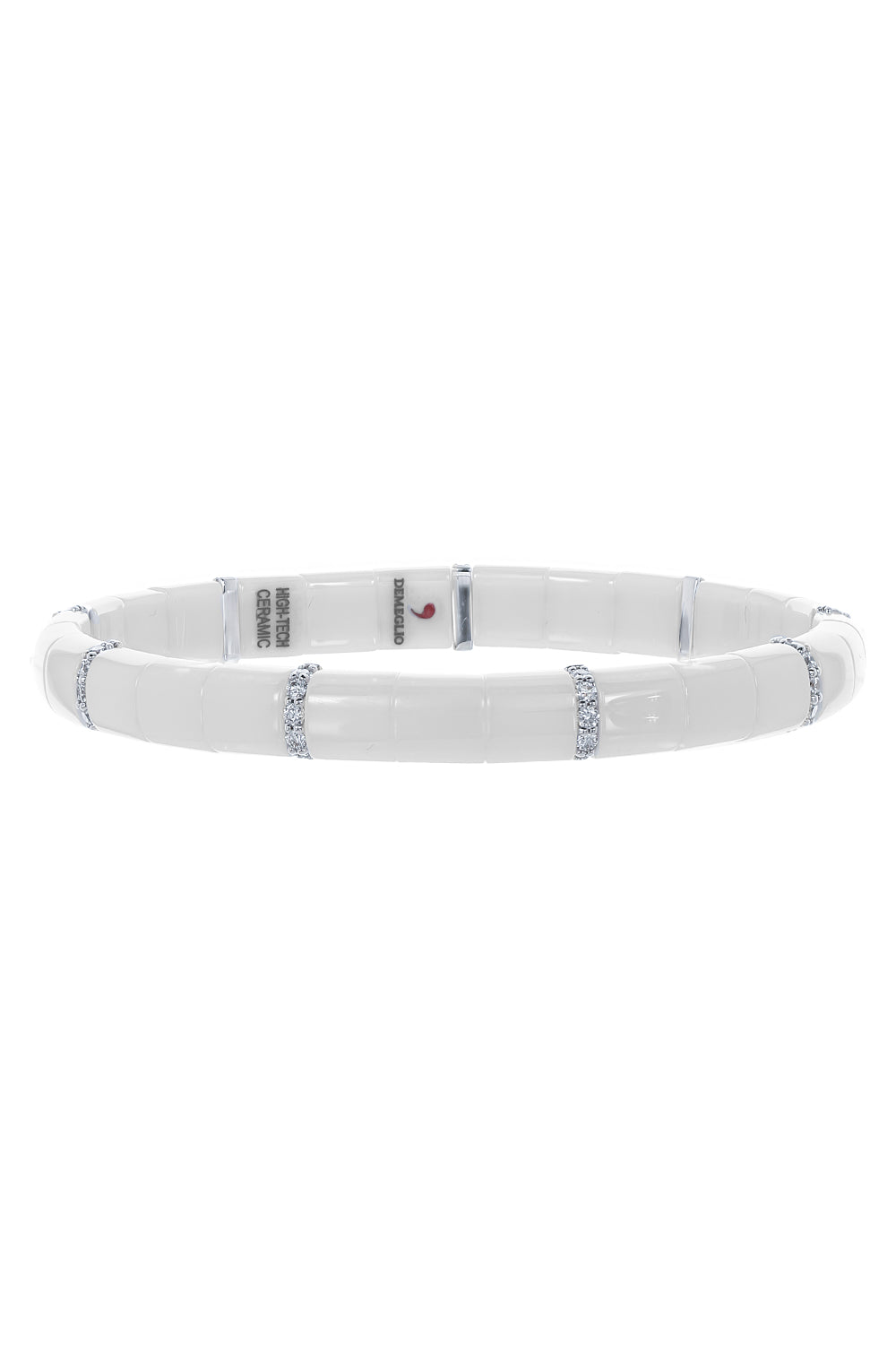 Nine Diamond Gold White Ceramic Pura Stretch Bracelet-WHITE GOLD-JEWELRYFINE JEWELBRACELET O-ROBERTO DEMEGLIO