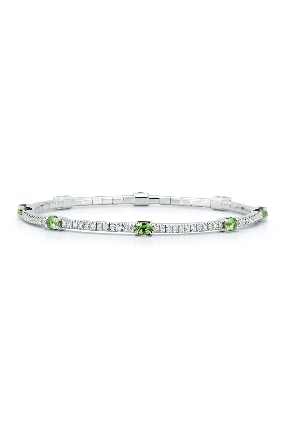 Tsavorite Diamond Extensible Stretch Bracelet-WHITE GOLD-JEWELRYFINE JEWELBRACELET O-ROBERTO DEMEGLIO