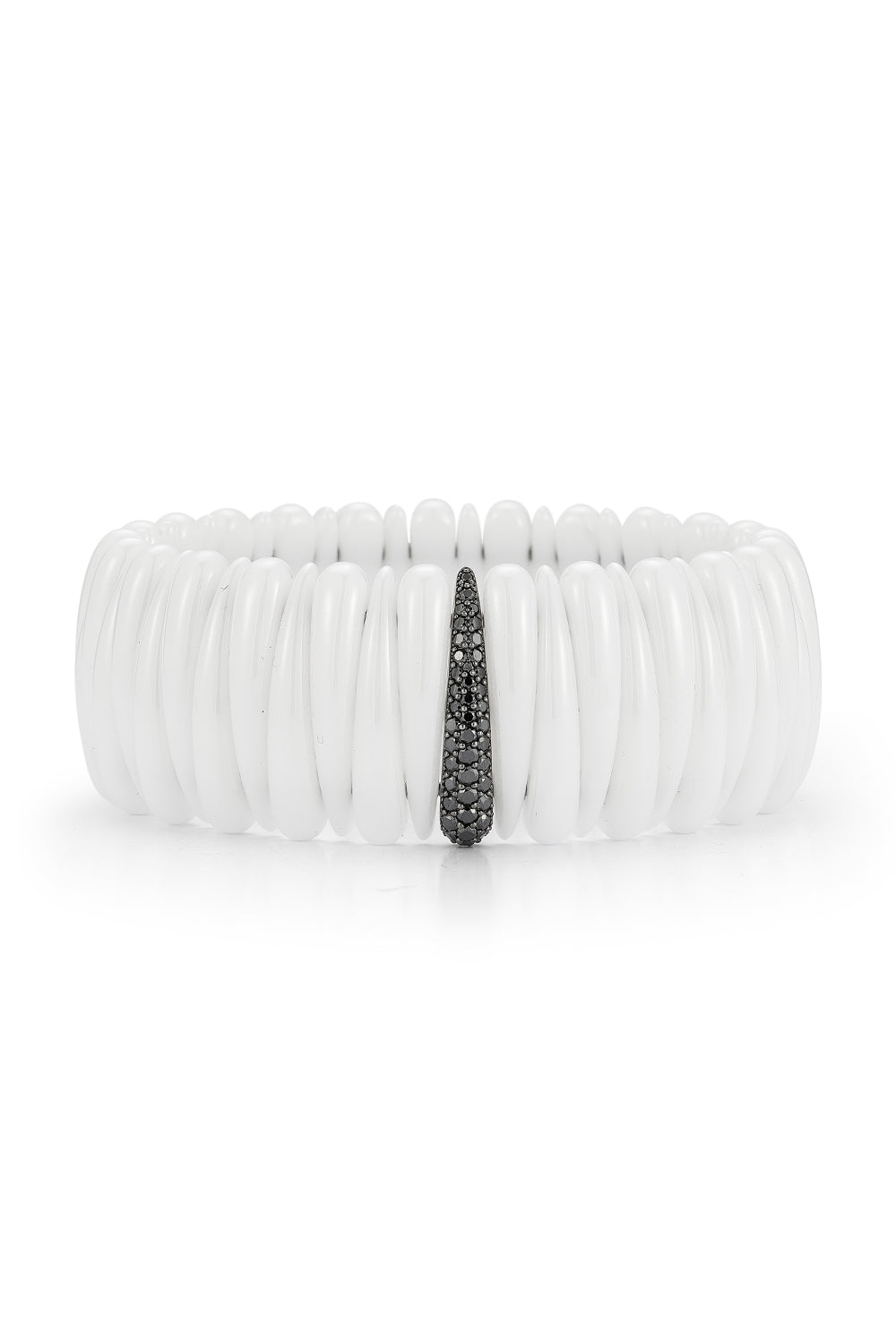 White Black Diamond Ceramic Artiglio Stretch Bracelet-WHITE GOLD-JEWELRYFINE JEWELBRACELET O-ROBERTO DEMEGLIO