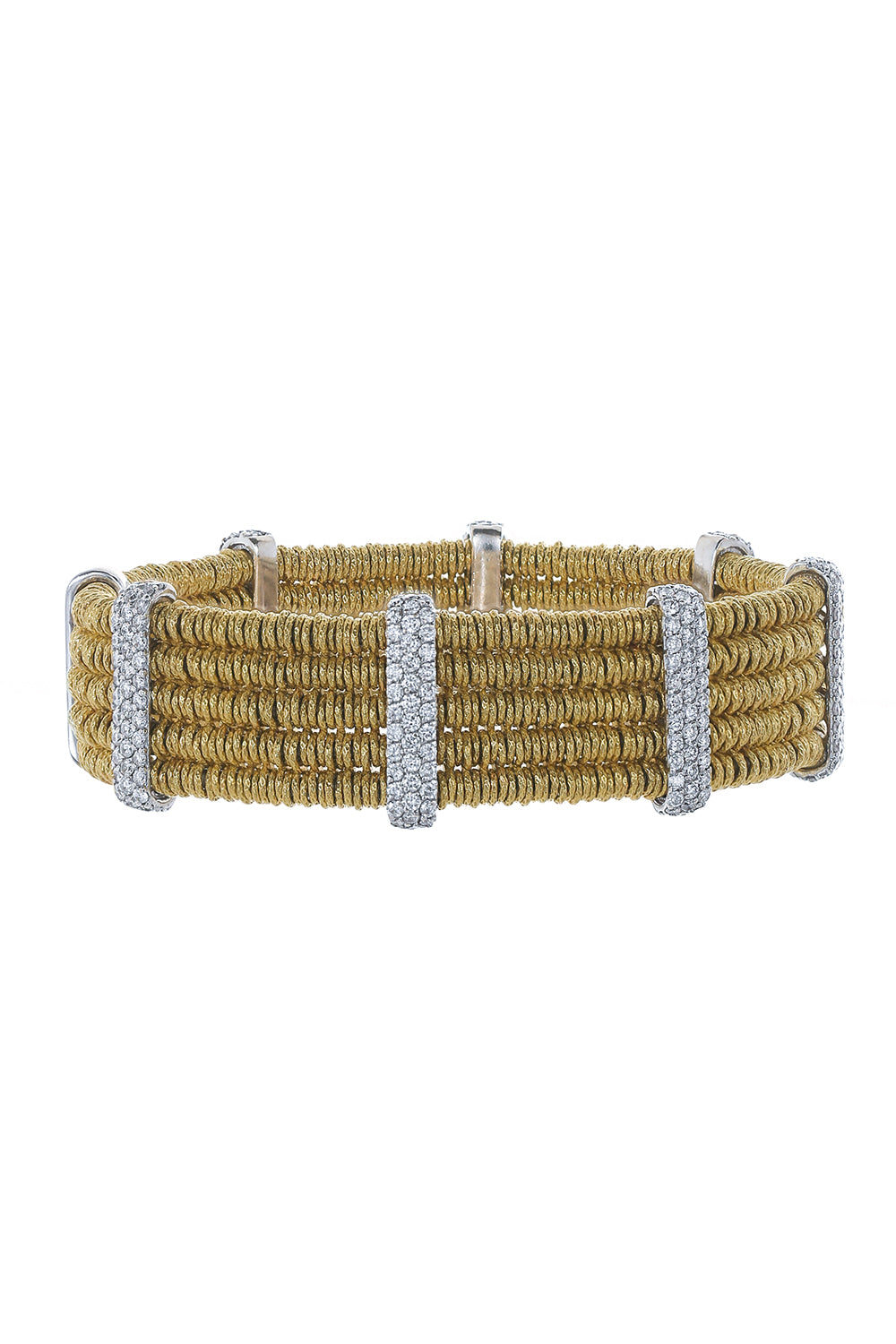 Gold Diamond Bar Joy Stretch Bracelet-YELLOW GOLD-JEWELRYFINE JEWELBRACELET O-ROBERTO DEMEGLIO