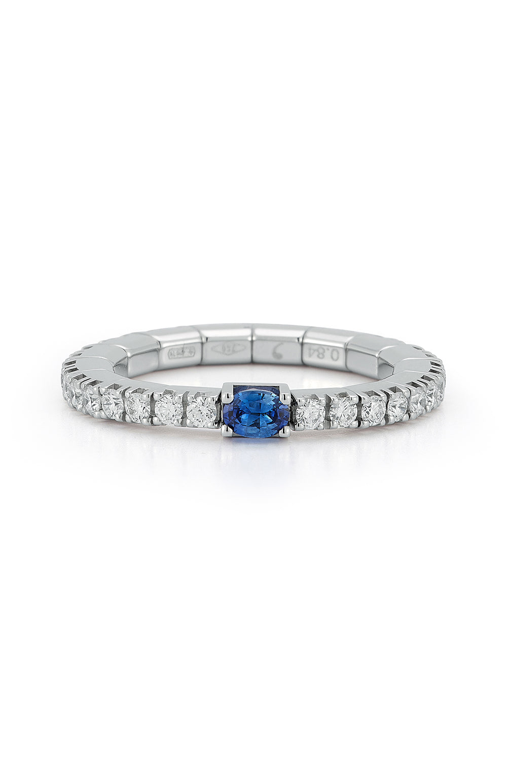 Diamond Sapphire Extensible Stretch Ring-WHITE GOLD-7-JEWELRYFINE JEWELRING-ROBERTO DEMEGLIO