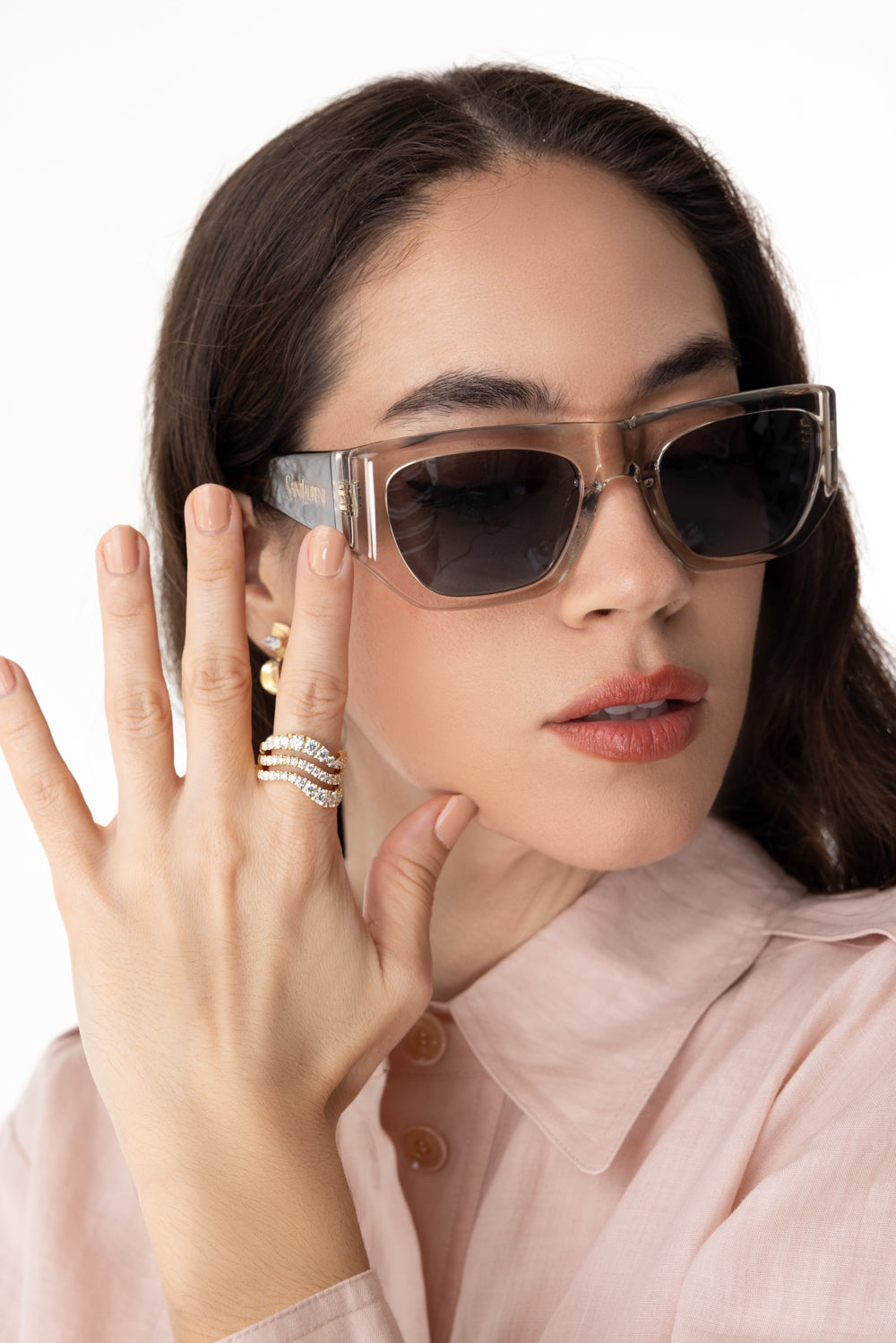 Pillow Square Sunglasses-BGEHVSIL-ACCESSORIESUNGLASSES-SAINT LAURENT