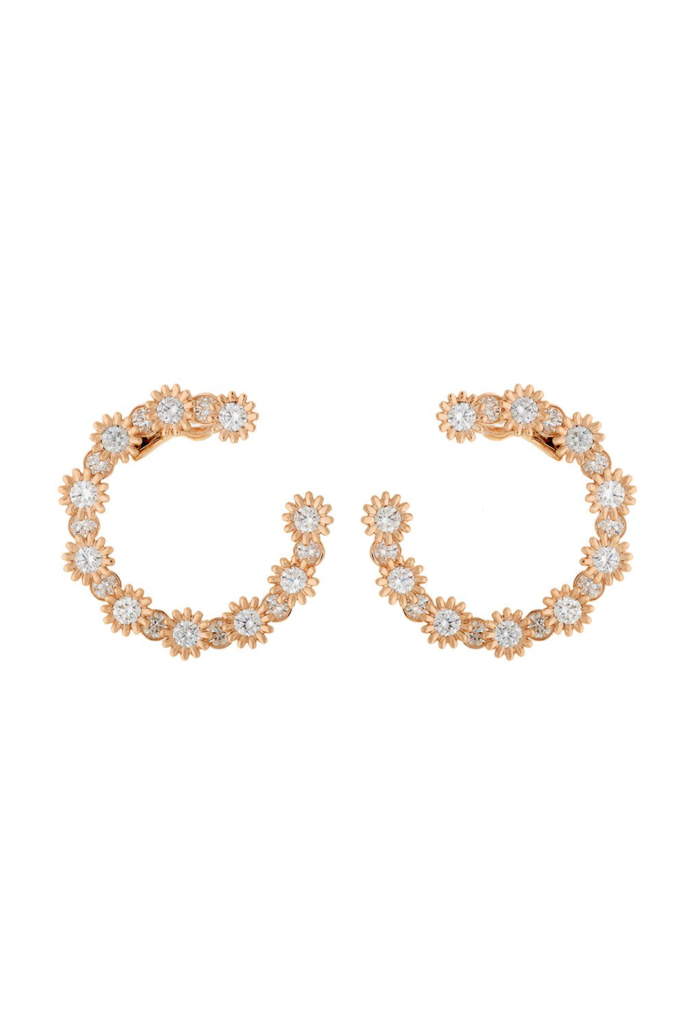 SELIM MOUZANNAR-Sunflower Diamond Hoop Earrings-ROSE GOLD