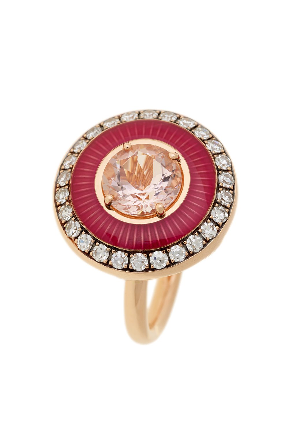 Mina Raspberry Enamel Morganite Ring