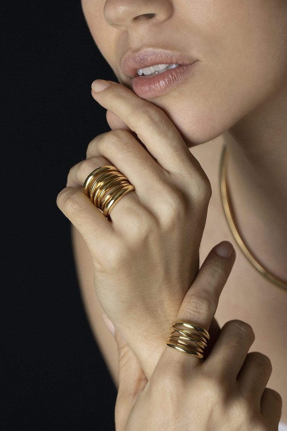 SIDNEY GARBER-Tall Scribble Ring-YELLOW GOLD