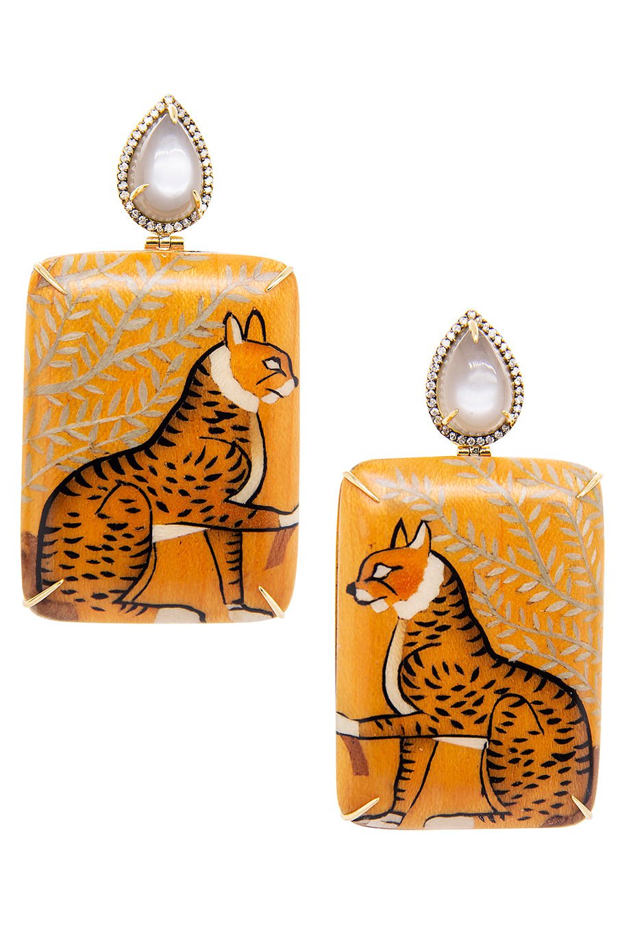 SILVIA FURMANOVICH-Egypt Marquetry Earrings-YELLOW GOLD