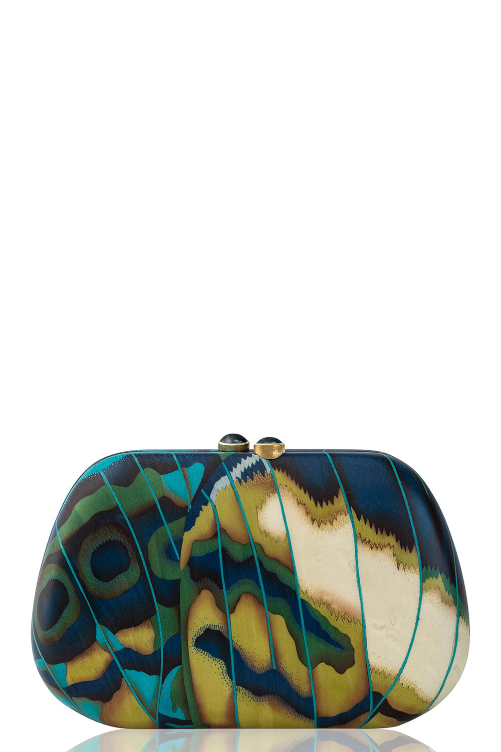 Blue Topaz Butterfly Marquetry Clutch-YELLOW GOLD-JEWELRYFINE JEWELMISC-SILVIA FURMANOVICH