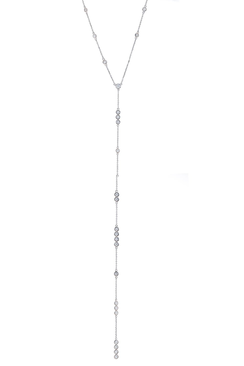 STEFERE-Diamond Y Drop Necklace-WHITE GOLD