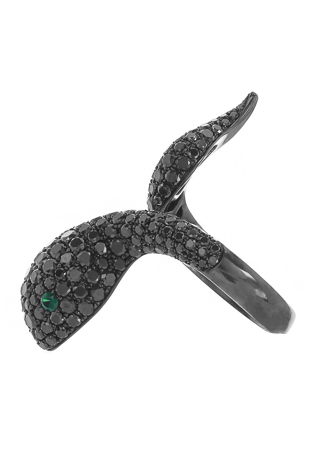 STEFERE-Tsavorite Black Diamond Snake Ring-WHITE GOLD