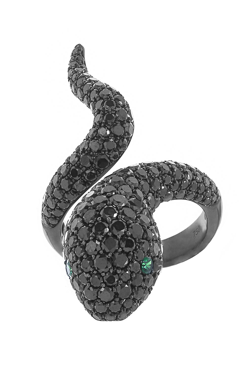 STEFERE-Tsavorite Black Diamond Snake Ring-WHITE GOLD